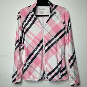 $104 SanSoleil S UPF 50+ Zip Up Gold Polo Moisture-wicking Long-sleeve Top